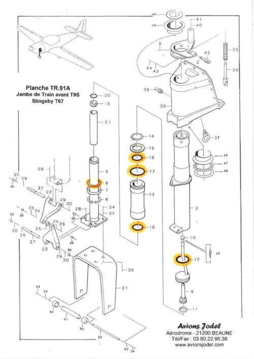 kit joints train d'atterrissage avant slingsby t67