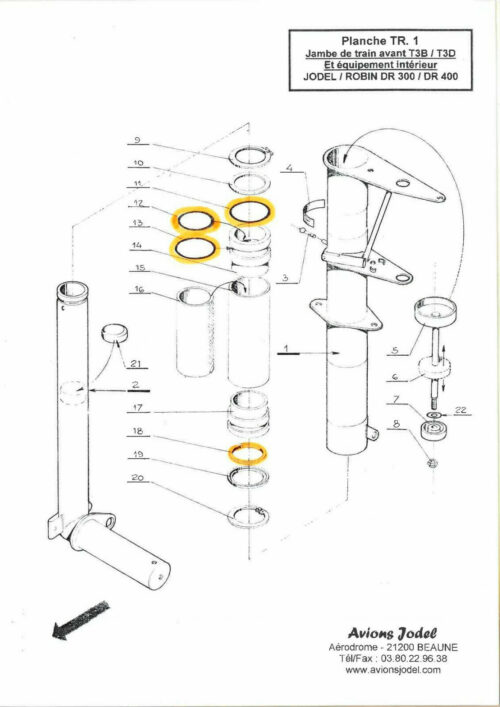 kit joints train d'atterrissage jodel robin dr300/dr400