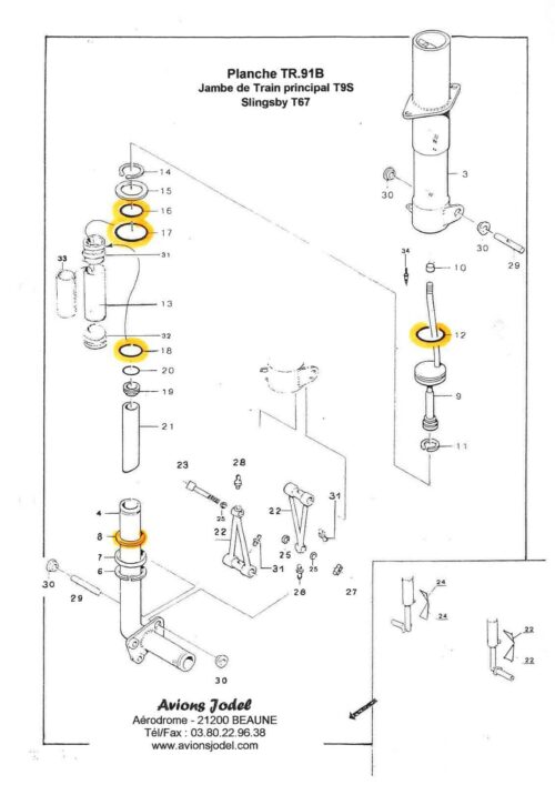 kit joints train d'atterrissage principal slingsby t67