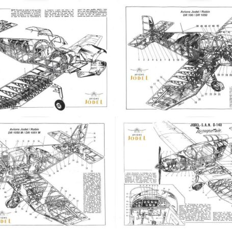4 sets dessins ecorches avions jodel