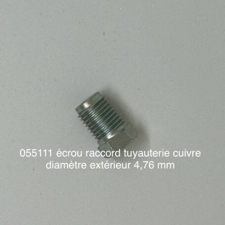 ecrou raccord de tuyauterie cuivre dia. 4.76