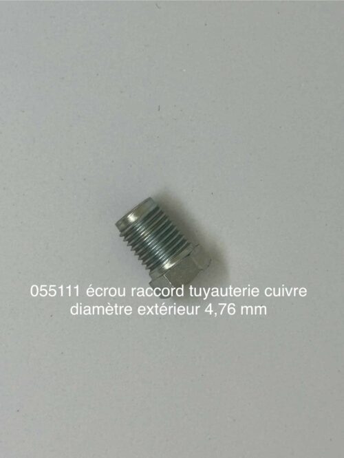 ecrou raccord de tuyauterie cuivre dia. 4.76