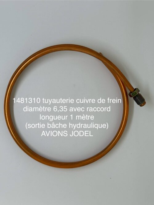 tuyauterie cuivre dia 6,35 lg 1000 sortie reservoir de frein