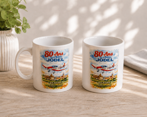 lot 2 mugs celebration 80 ans avions jodel