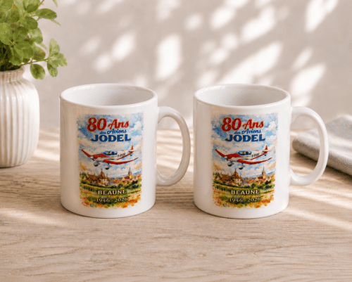 lot 2 mugs celebration 80 ans avions jodel